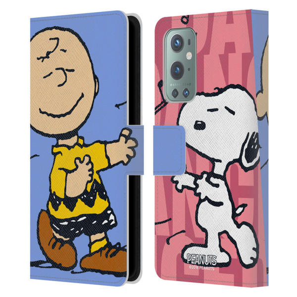 Peanuts Halfs And Laughs Snoopy & Charlie Leather Book Wallet Case Cover For OnePlus 9