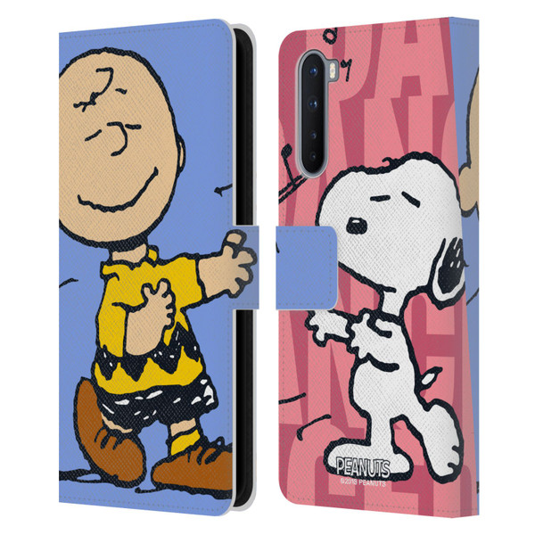 Peanuts Halfs And Laughs Snoopy & Charlie Leather Book Wallet Case Cover For OnePlus Nord 5G