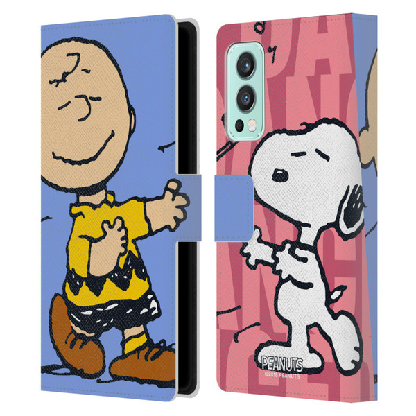 Peanuts Halfs And Laughs Snoopy & Charlie Leather Book Wallet Case Cover For OnePlus Nord 2 5G