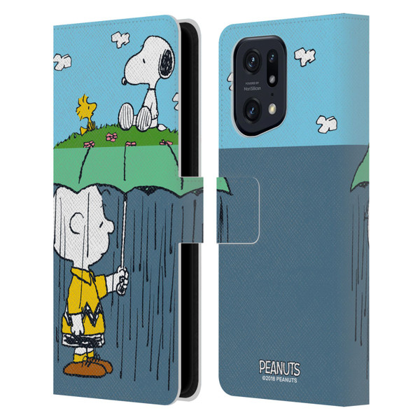 Peanuts Halfs And Laughs Charlie, Snoppy & Woodstock Leather Book Wallet Case Cover For OPPO Find X5 Pro