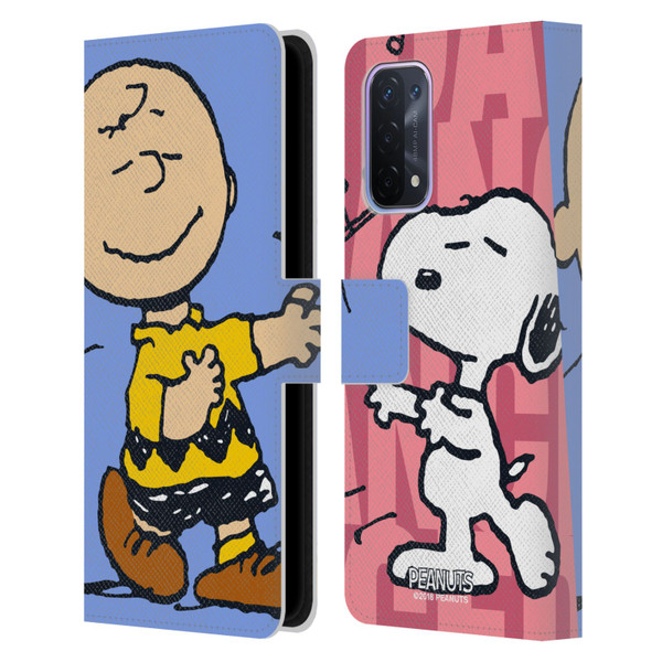 Peanuts Halfs And Laughs Snoopy & Charlie Leather Book Wallet Case Cover For OPPO A54 5G