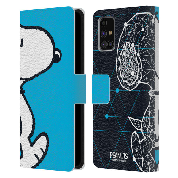 Peanuts Halfs And Laughs Snoopy Geometric Leather Book Wallet Case Cover For Samsung Galaxy M31s (2020)