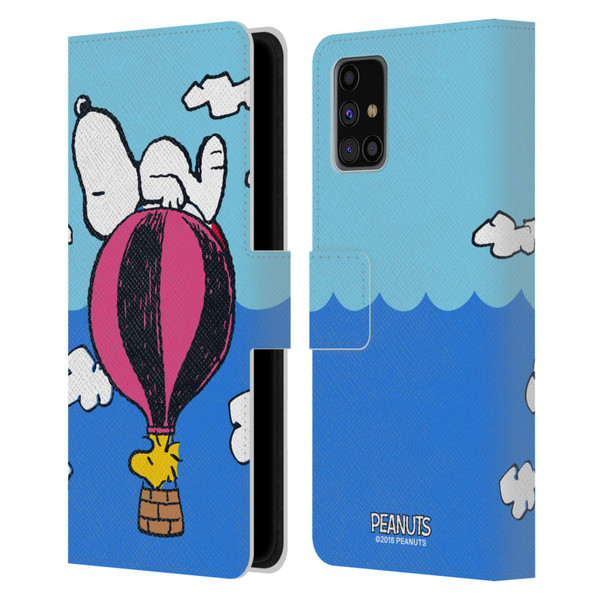 Peanuts Halfs And Laughs Snoopy & Woodstock Balloon Leather Book Wallet Case Cover For Samsung Galaxy M31s (2020)