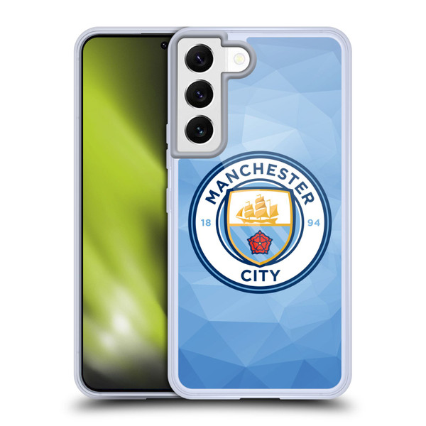 Manchester City Man City FC Badge Geometric Blue Full Colour Soft Gel Case for Samsung Galaxy S22 5G
