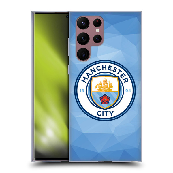 Manchester City Man City FC Badge Geometric Blue Full Colour Soft Gel Case for Samsung Galaxy S22 Ultra 5G