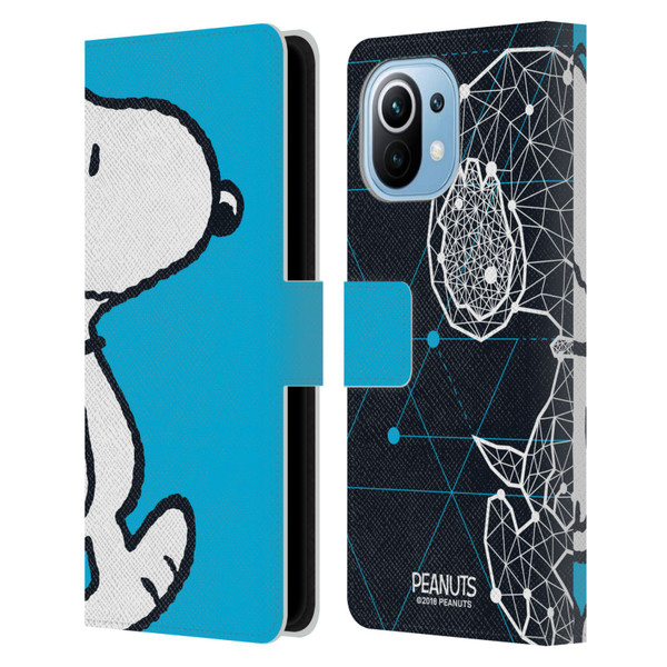 Peanuts Halfs And Laughs Snoopy Geometric Leather Book Wallet Case Cover For Xiaomi Mi 11