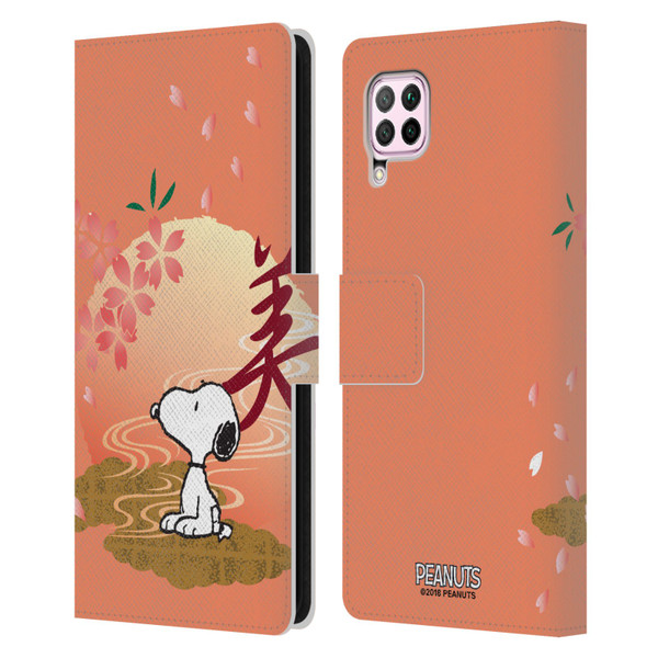 Peanuts Oriental Snoopy Sakura Leather Book Wallet Case Cover For Huawei Nova 6 SE / P40 Lite
