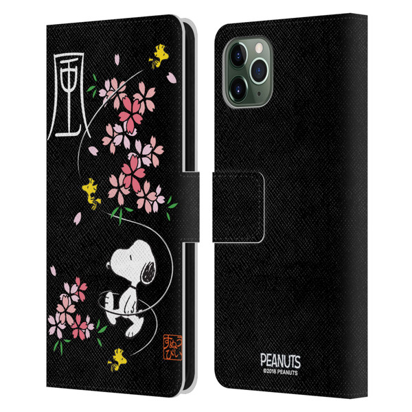 Peanuts Oriental Snoopy Cherry Blossoms Leather Book Wallet Case Cover For Apple iPhone 11 Pro Max
