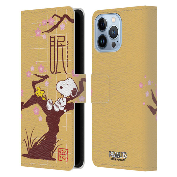 Peanuts Oriental Snoopy Sleepy Leather Book Wallet Case Cover For Apple iPhone 13 Pro Max