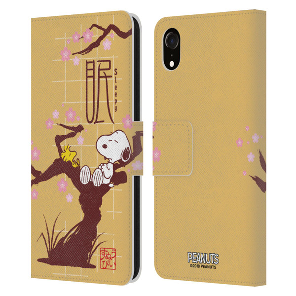 Peanuts Oriental Snoopy Sleepy Leather Book Wallet Case Cover For Apple iPhone XR
