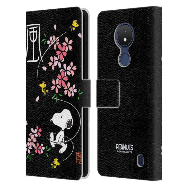 Peanuts Oriental Snoopy Cherry Blossoms Leather Book Wallet Case Cover For Nokia C21