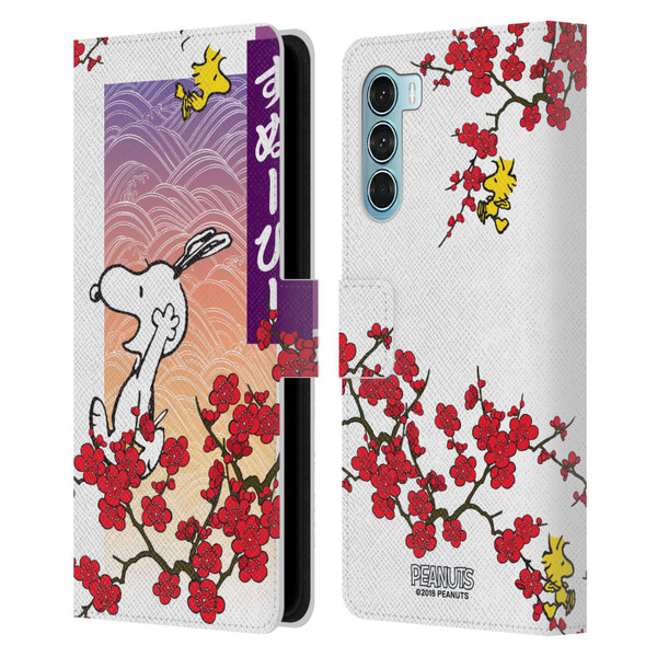 Peanuts Oriental Snoopy Cherry Blossoms 2 Leather Book Wallet Case Cover For Motorola Edge S30 / Moto G200 5G