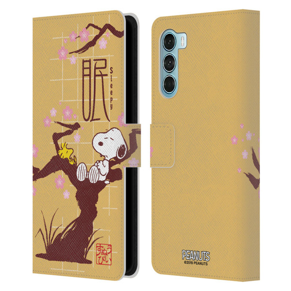 Peanuts Oriental Snoopy Sleepy Leather Book Wallet Case Cover For Motorola Edge S30 / Moto G200 5G