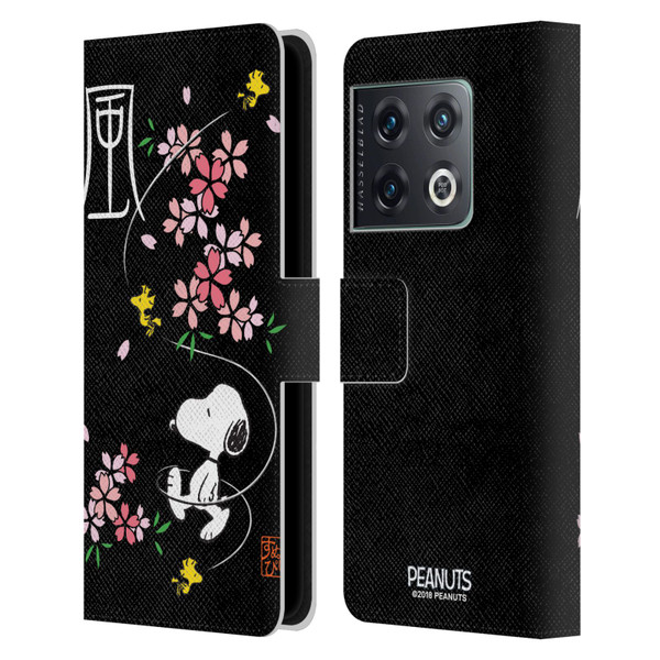 Peanuts Oriental Snoopy Cherry Blossoms Leather Book Wallet Case Cover For OnePlus 10 Pro