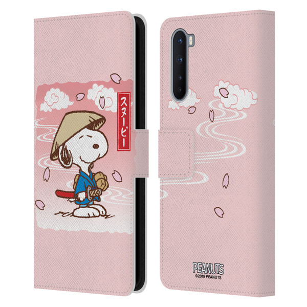 Peanuts Oriental Snoopy Samurai Leather Book Wallet Case Cover For OnePlus Nord 5G