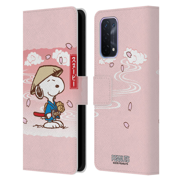 Peanuts Oriental Snoopy Samurai Leather Book Wallet Case Cover For OPPO A54 5G