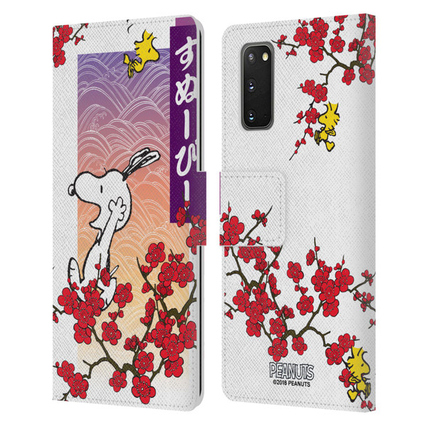 Peanuts Oriental Snoopy Cherry Blossoms 2 Leather Book Wallet Case Cover For Samsung Galaxy S20 / S20 5G