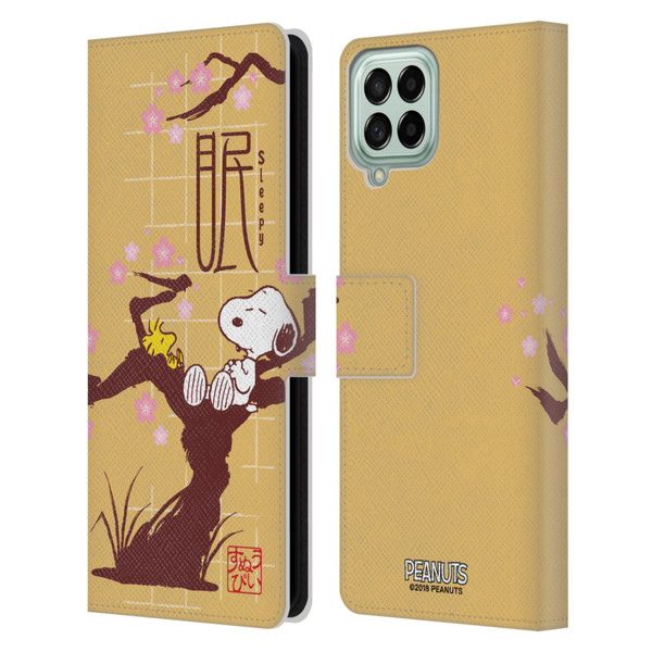 Peanuts Oriental Snoopy Sleepy Leather Book Wallet Case Cover For Samsung Galaxy M53 (2022)