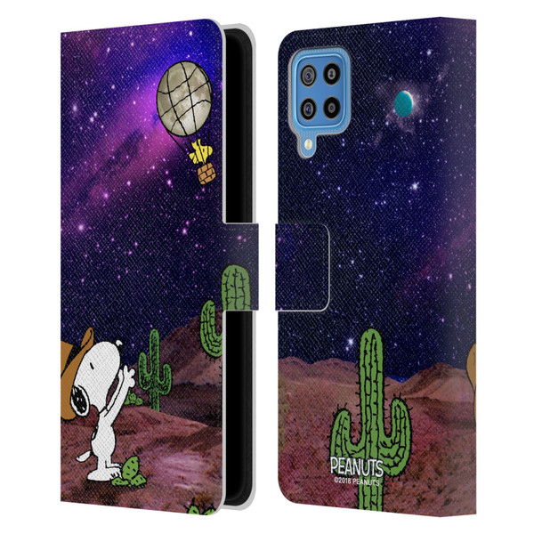 Peanuts Snoopy Space Cowboy Nebula Balloon Woodstock Leather Book Wallet Case Cover For Samsung Galaxy F22 (2021)