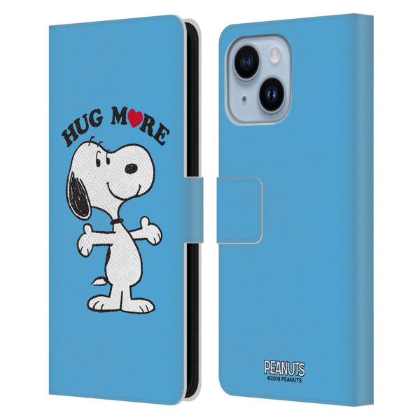 Peanuts Snoopy Hug More Leather Book Wallet Case Cover For Apple iPhone 14 Plus