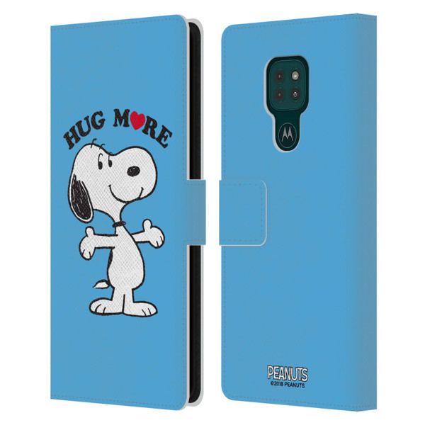 Peanuts Snoopy Hug More Leather Book Wallet Case Cover For Motorola Moto G9 Play