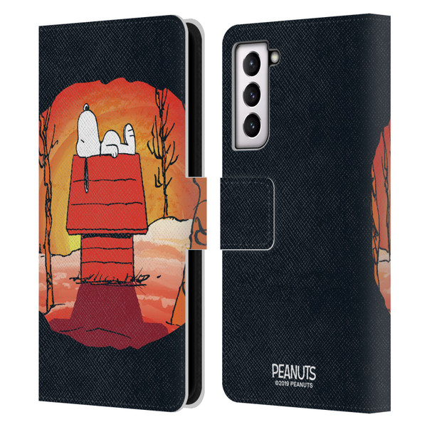 Peanuts Spooktacular Snoopy Leather Book Wallet Case Cover For Samsung Galaxy S21 5G