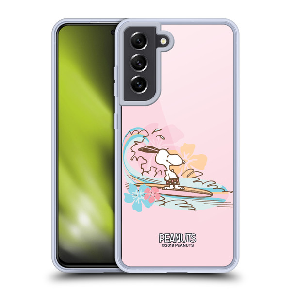 Peanuts Beach Snoopy Surf Soft Gel Case for Samsung Galaxy S21 FE 5G & MagSafe