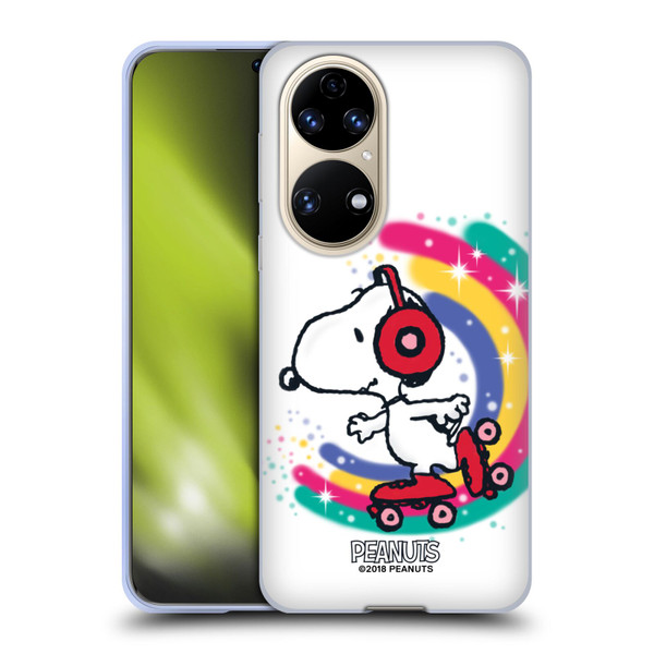 Peanuts Snoopy Boardwalk Airbrush Colourful Skating Soft Gel Case for Huawei P50