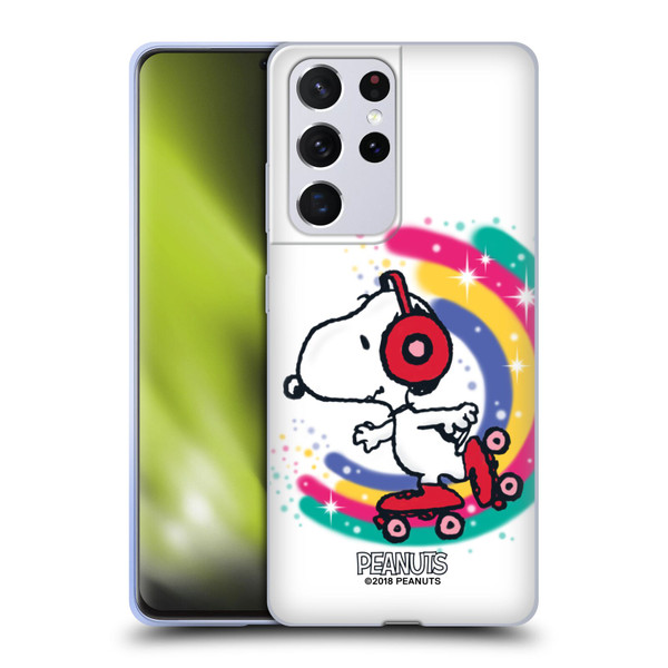 Peanuts Snoopy Boardwalk Airbrush Colourful Skating Soft Gel Case for Samsung Galaxy S21 Ultra 5G