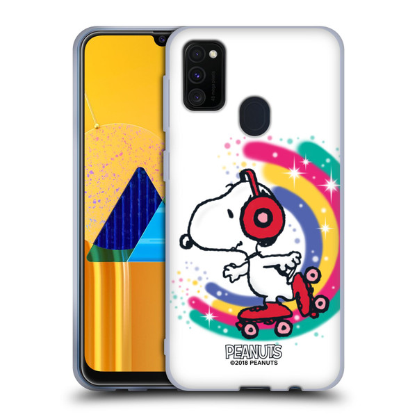 Peanuts Snoopy Boardwalk Airbrush Colourful Skating Soft Gel Case for Samsung Galaxy M30s (2019)/M21 (2020)