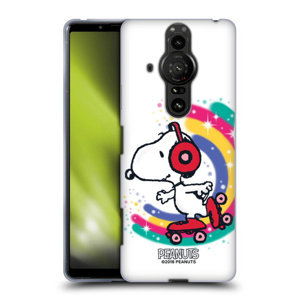 Peanuts Snoopy Boardwalk Airbrush Colourful Skating Soft Gel Case for Sony Xperia Pro-I