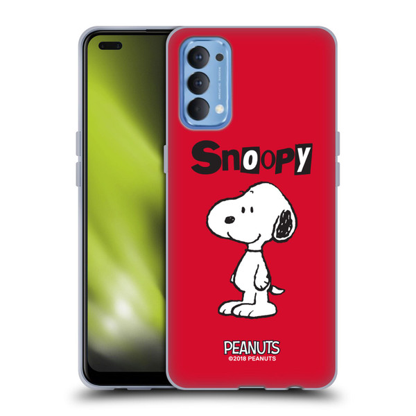 Peanuts Characters Snoopy Soft Gel Case for OPPO Reno 4 5G