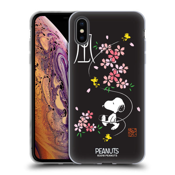 Peanuts Oriental Snoopy Cherry Blossoms Soft Gel Case for Apple iPhone XS Max