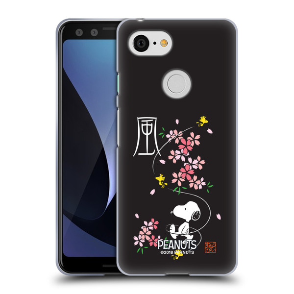 Peanuts Oriental Snoopy Cherry Blossoms Soft Gel Case for Google Pixel 3