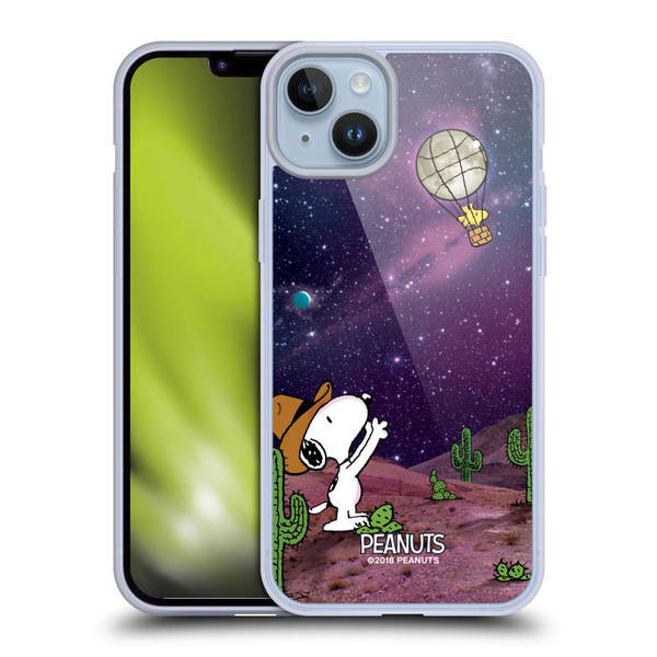 Peanuts Snoopy Space Cowboy Nebula Balloon Woodstock Soft Gel Case for Apple iPhone 14 Plus