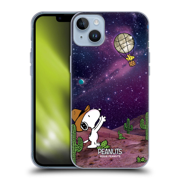 Peanuts Snoopy Space Cowboy Nebula Balloon Woodstock Soft Gel Case for Apple iPhone 14 Plus
