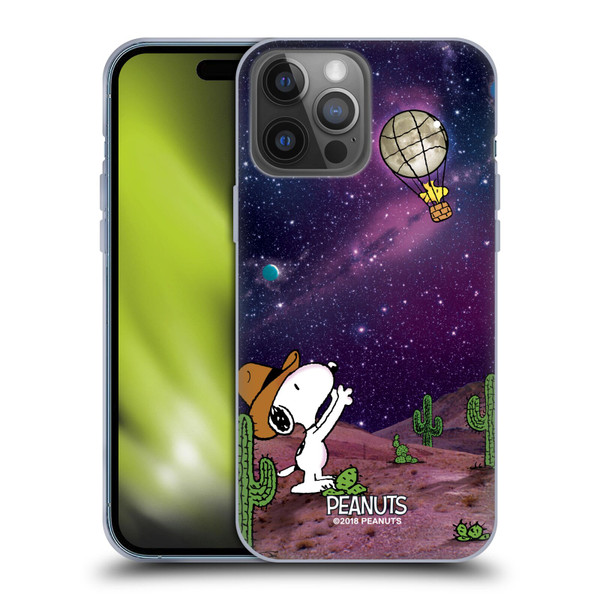 Peanuts Snoopy Space Cowboy Nebula Balloon Woodstock Soft Gel Case for Apple iPhone 14 Pro Max
