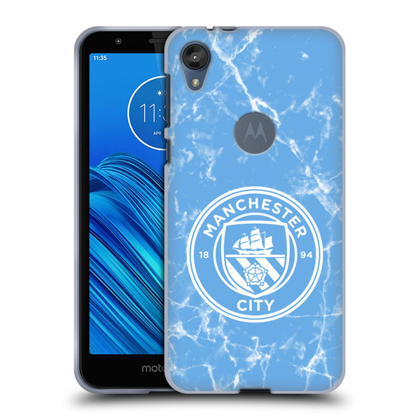 Manchester City Man City FC Marble Badge Blue White Mono Soft Gel Case for Motorola Moto E6