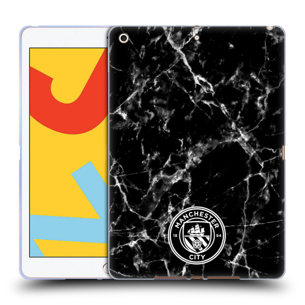 Manchester City Man City FC Marble Badge Black White Mono Soft Gel Case for Apple iPad 10.2 2019/2020/2021