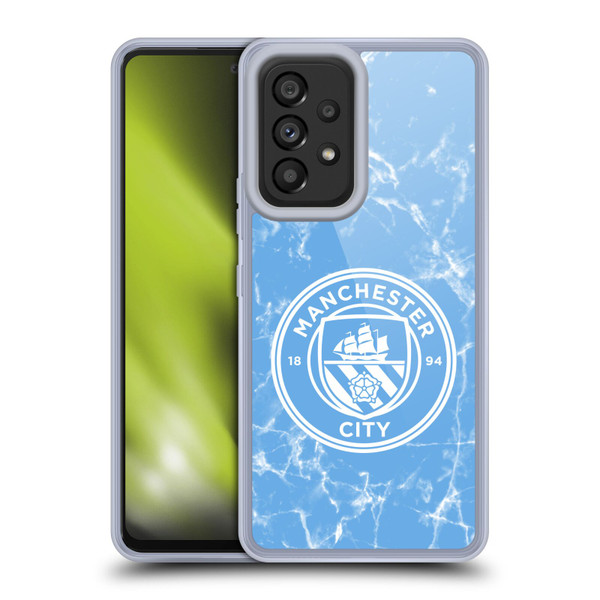 Manchester City Man City FC Marble Badge Blue White Mono Soft Gel Case for Samsung Galaxy A53 5G (2022)