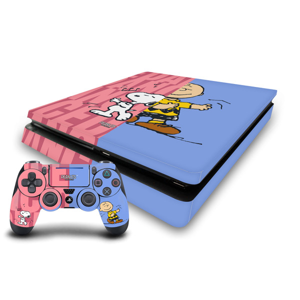 Peanuts Character Graphics Snoopy & Charlie Brown Vinyl Sticker Skin Decal Cover for Sony PS4 Slim Console & Controller