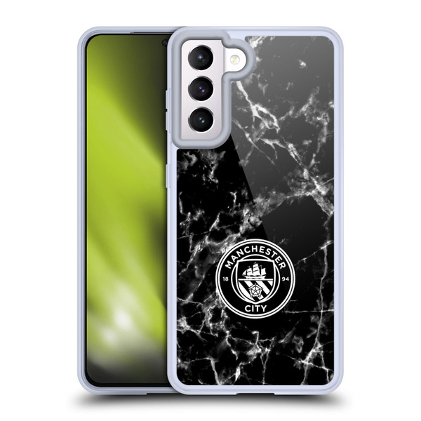 Manchester City Man City FC Marble Badge Black White Mono Soft Gel Case for Samsung Galaxy S21 5G