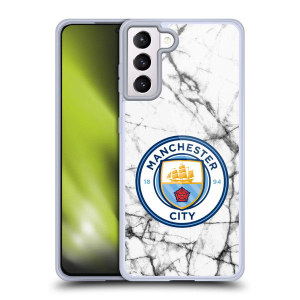 Manchester City Man City FC Marble Badge Full Colour Soft Gel Case for Samsung Galaxy S21+ 5G