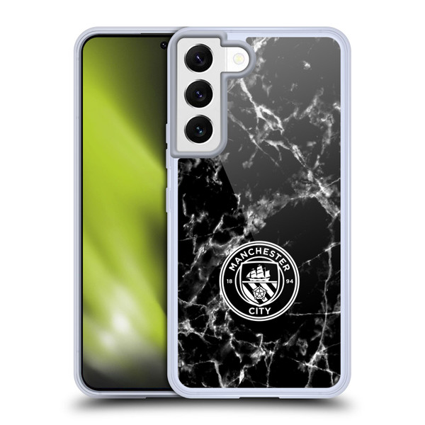 Manchester City Man City FC Marble Badge Black White Mono Soft Gel Case for Samsung Galaxy S22 5G