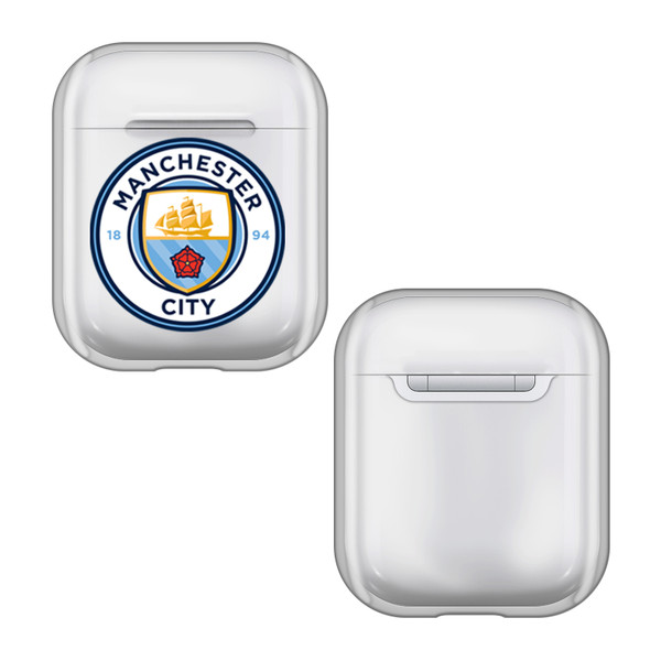 Manchester City Man City FC Badge Logo Plain Clear Hard Crystal Cover Case for Apple AirPods 1 1st Gen / 2 2nd Gen Charging Case