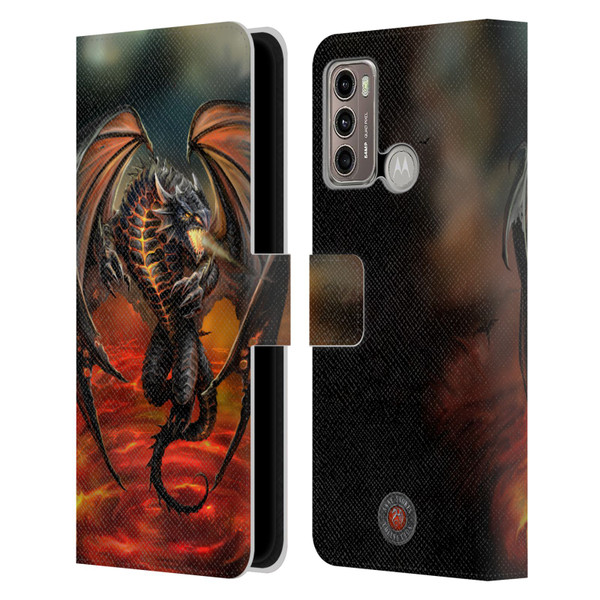 Anne Stokes Dragons Lava Leather Book Wallet Case Cover For Motorola Moto G60 / Moto G40 Fusion