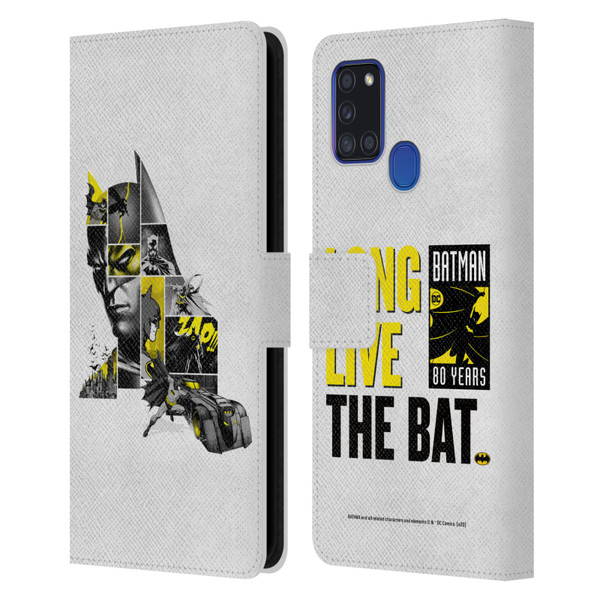Batman DC Comics 80th Anniversary Collage Leather Book Wallet Case Cover For Samsung Galaxy A21s (2020)