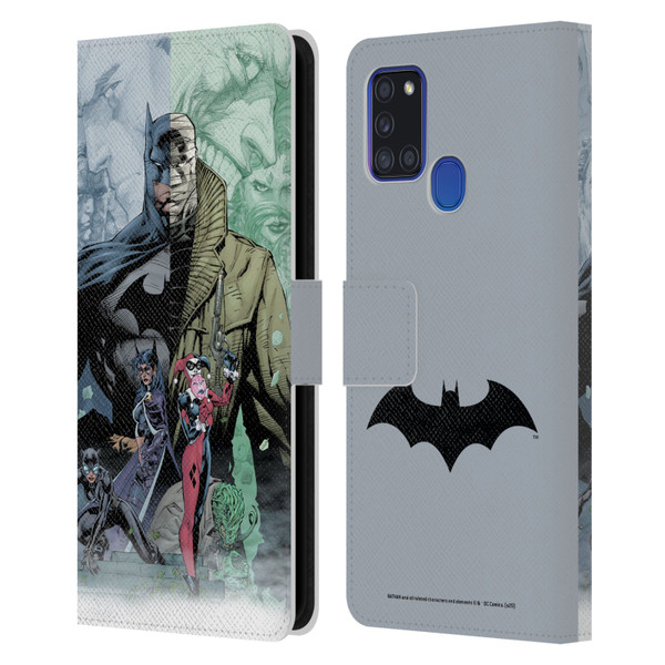 Batman DC Comics Famous Comic Book Covers Hush Leather Book Wallet Case Cover For Samsung Galaxy A21s (2020)
