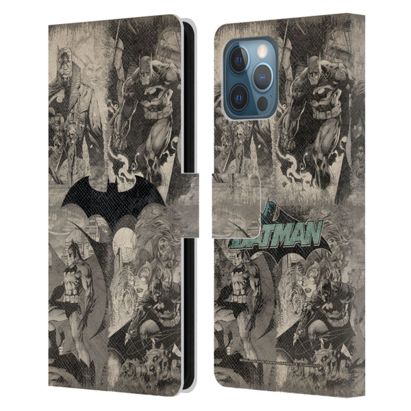 Batman DC Comics Hush Logo Collage Distressed Leather Book Wallet Case Cover For Apple iPhone 12 Pro Max