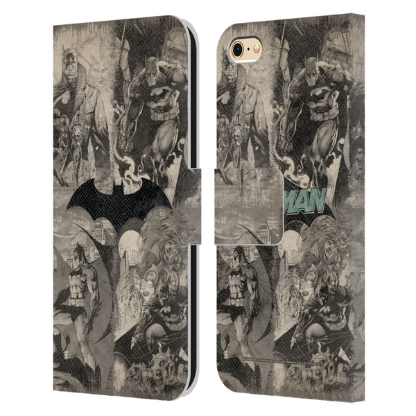 Batman DC Comics Hush Logo Collage Distressed Leather Book Wallet Case Cover For Apple iPhone 6 / iPhone 6s